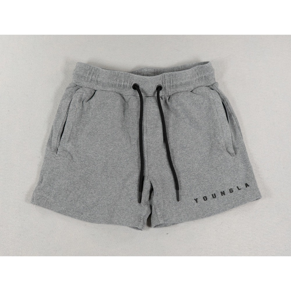YoungLA Womens Shorts Model 113  Athletic Gym Sweat Shorts Gray Medium